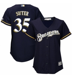 Women's Majestic Milwaukee Brewers #35 Brent Suter Authentic White Alternate Cool Base MLB Jersey