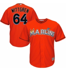 Men's Majestic Miami Marlins #64 Nick Wittgren Replica Orange Alternate 1 Cool Base MLB Jersey