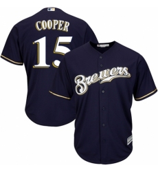 Youth Majestic Milwaukee Brewers #15 Cecil Cooper Authentic White Alternate Cool Base MLB Jersey