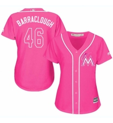 Women's Majestic Miami Marlins #46 Kyle Barraclough Replica Pink Fashion Cool Base MLB Jersey