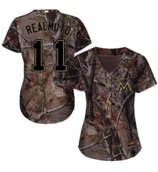 Women's Majestic Miami Marlins #11 J. T. Realmuto Authentic Camo Realtree Collection Flex Base MLB Jersey