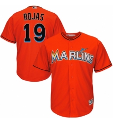 Youth Majestic Miami Marlins #19 Miguel Rojas Replica Orange Alternate 1 Cool Base MLB Jersey