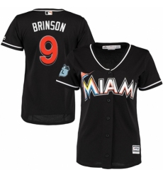 Women's Majestic Miami Marlins #9 Lewis Brinson Replica Black Alternate 2 Cool Base MLB Jersey