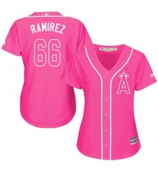 Women's Majestic Los Angeles Angels of Anaheim #66 J. C. Ramirez Authentic Pink Fashion MLB Jersey