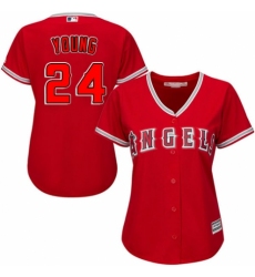 Women's Majestic Los Angeles Angels of Anaheim #24 Chris Young Replica Red Alternate MLB Jersey