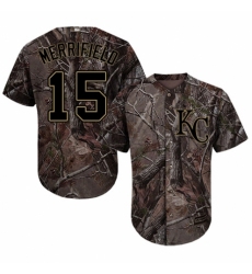 Youth Majestic Kansas City Royals #15 Whit Merrifield Authentic Camo Realtree Collection Flex Base MLB Jersey