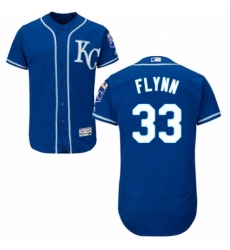 Men's Majestic Kansas City Royals #33 Brian Flynn Royal Blue Alternate Flex Base Authentic Collection MLB Jersey