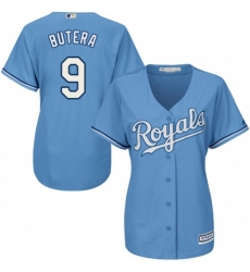 Women's Majestic Kansas City Royals #9 Drew Butera Replica Light Blue Alternate 1 Cool Base MLB Jersey