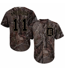 Men's Majestic Detroit Tigers #11 Sparky Anderson Authentic Camo Realtree Collection Flex Base MLB Jersey