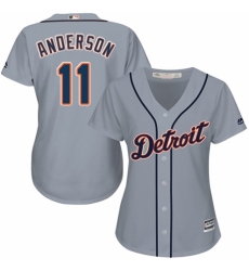 Women's Majestic Detroit Tigers #11 Sparky Anderson Replica Grey Road Cool Base MLB Jersey