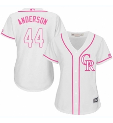 Women's Majestic Colorado Rockies #44 Tyler Anderson Authentic White Fashion Cool Base MLB Jersey