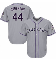 Youth Majestic Colorado Rockies #44 Tyler Anderson Authentic Grey Road Cool Base MLB Jersey