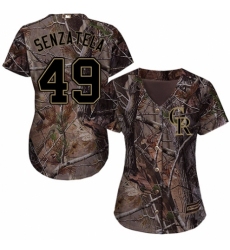 Women's Majestic Colorado Rockies #49 Antonio Senzatela Authentic Camo Realtree Collection Flex Base MLB Jersey