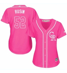 Women's Majestic Colorado Rockies #52 Chris Rusin Replica Pink Fashion Cool Base MLB Jersey