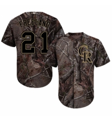 Men's Majestic Colorado Rockies #21 Kyle Freeland Authentic Camo Realtree Collection Flex Base MLB Jersey