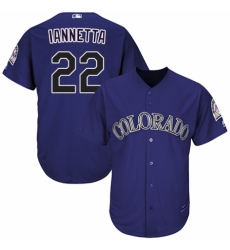 Youth Majestic Colorado Rockies #22 Chris Iannetta Replica Purple Alternate 1 Cool Base MLB Jersey