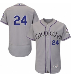 Men's Majestic Colorado Rockies #24 Ryan McMahon Grey Road Flex Base Authentic Collection MLB Jersey