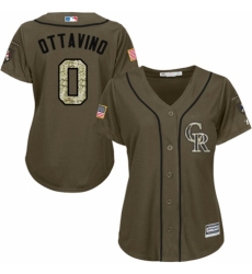 Women's Majestic Colorado Rockies #0 Adam Ottavino Authentic Green Salute to Service MLB Jersey