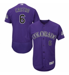 Men's Majestic Colorado Rockies #6 Daniel Castro Purple Alternate Flex Base Authentic Collection MLB Jersey