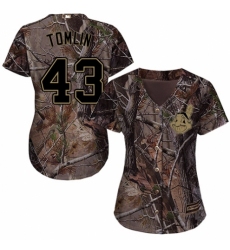 Women's Majestic Cleveland Indians #43 Josh Tomlin Authentic Camo Realtree Collection Flex Base MLB Jersey