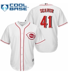Youth Majestic Cincinnati Reds #41 Tom Seaver Authentic White Home Cool Base MLB Jersey