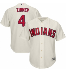 Youth Majestic Cleveland Indians #4 Bradley Zimmer Replica Cream Alternate 2 Cool Base MLB Jersey