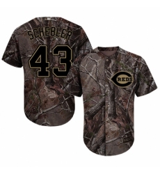 Youth Majestic Cincinnati Reds #43 Scott Schebler Authentic Camo Realtree Collection Flex Base MLB Jersey