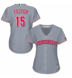 Women's Majestic Cincinnati Reds #15 George Foster Authentic Grey Road Cool Base MLB Jersey