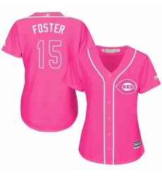 Women's Majestic Cincinnati Reds #15 George Foster Replica Pink Fashion Cool Base MLB Jersey