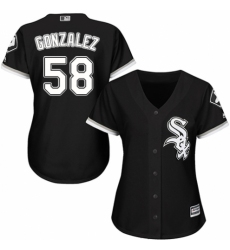 Women's Majestic Chicago White Sox #58 Miguel Gonzalez Replica Black Alternate Home Cool Base MLB Jersey