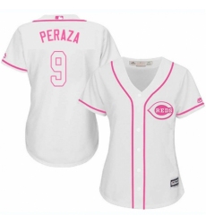 Women's Majestic Cincinnati Reds #9 Jose Peraza Replica White Fashion Cool Base MLB Jersey