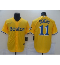 Men's Boston Red Sox #11 Rafael Devers Nike Gold-Light Blue Jersey