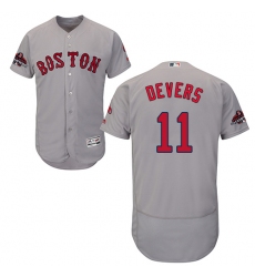 Men's Majestic Boston Red Sox #11 Rafael Devers Grey Road Flex Base Authentic Collection 2018 World Series Champions MLB Jersey