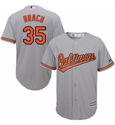 Men's Majestic Baltimore Orioles #35 Brad Brach Replica Grey Road Cool Base MLB Jersey