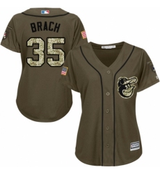 Women's Majestic Baltimore Orioles #35 Brad Brach Authentic Green Salute to Service MLB Jersey