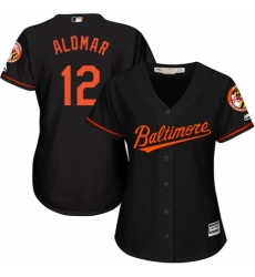 Women's Majestic Baltimore Orioles #12 Roberto Alomar Authentic Black Alternate Cool Base MLB Jersey