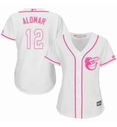 Women's Majestic Baltimore Orioles #12 Roberto Alomar Replica White Fashion Cool Base MLB Jersey