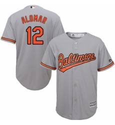 Youth Majestic Baltimore Orioles #12 Roberto Alomar Authentic Grey Road Cool Base MLB Jersey