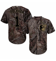Men's Majestic Baltimore Orioles #1 Tim Beckham Authentic Camo Realtree Collection Flex Base MLB Jersey