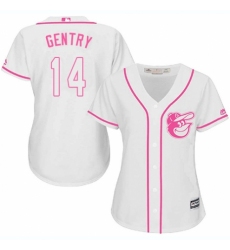 Women's Majestic Baltimore Orioles #14 Craig Gentry Replica White Fashion Cool Base MLB Jersey