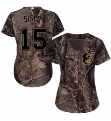 Women's Majestic Baltimore Orioles #15 Chance Sisco Authentic Camo Realtree Collection Flex Base MLB Jersey