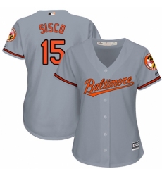 Women's Majestic Baltimore Orioles #15 Chance Sisco Replica Grey Road Cool Base MLB Jersey