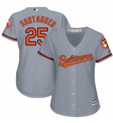 Women's Majestic Baltimore Orioles #25 Anthony Santander Replica Grey Road Cool Base MLB Jersey