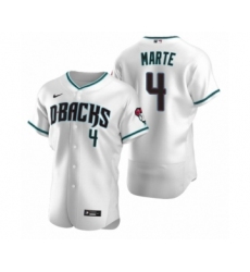 Men's Arizona Diamondbacks #4 Ketel Marte Nike White Teal Authentic 2020 Alternate Jersey