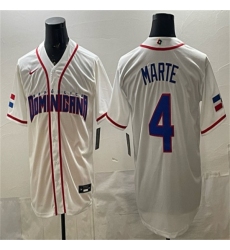 Men's Dominican Republic Baseball #4 Ketel Marte White 2026 World Baseball Classic Home Stadium Stitched Jersey