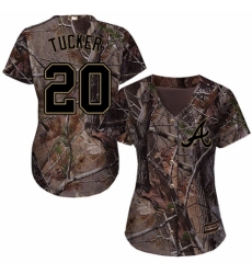 Women's Majestic Atlanta Braves #20 Preston Tucker Authentic Camo Realtree Collection Flex Base MLB Jersey