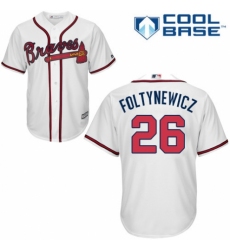 Men's Majestic Atlanta Braves #26 Mike Foltynewicz Replica White Home Cool Base MLB Jersey