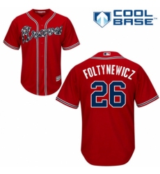 Youth Majestic Atlanta Braves #26 Mike Foltynewicz Replica Red Alternate Cool Base MLB Jersey