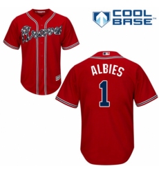 Men's Majestic Atlanta Braves #1 Ozzie Albies Replica Red Alternate Cool Base MLB Jersey