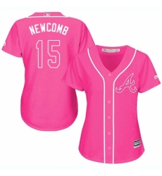 Women's Majestic Atlanta Braves #15 Sean Newcomb Replica Pink Fashion Cool Base MLB Jersey